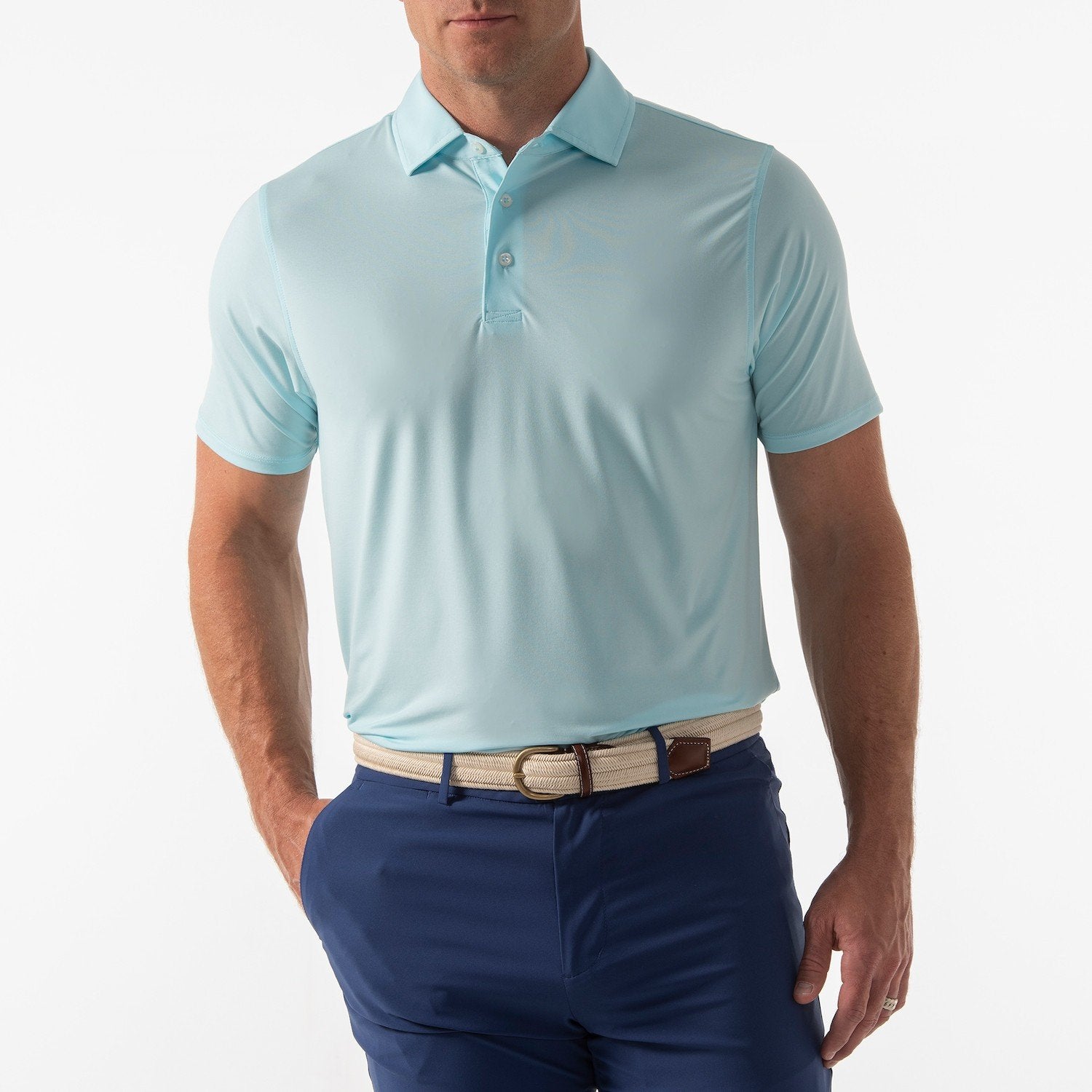 B. Draddy Men's Sport Ryan Solid Jersey Polo