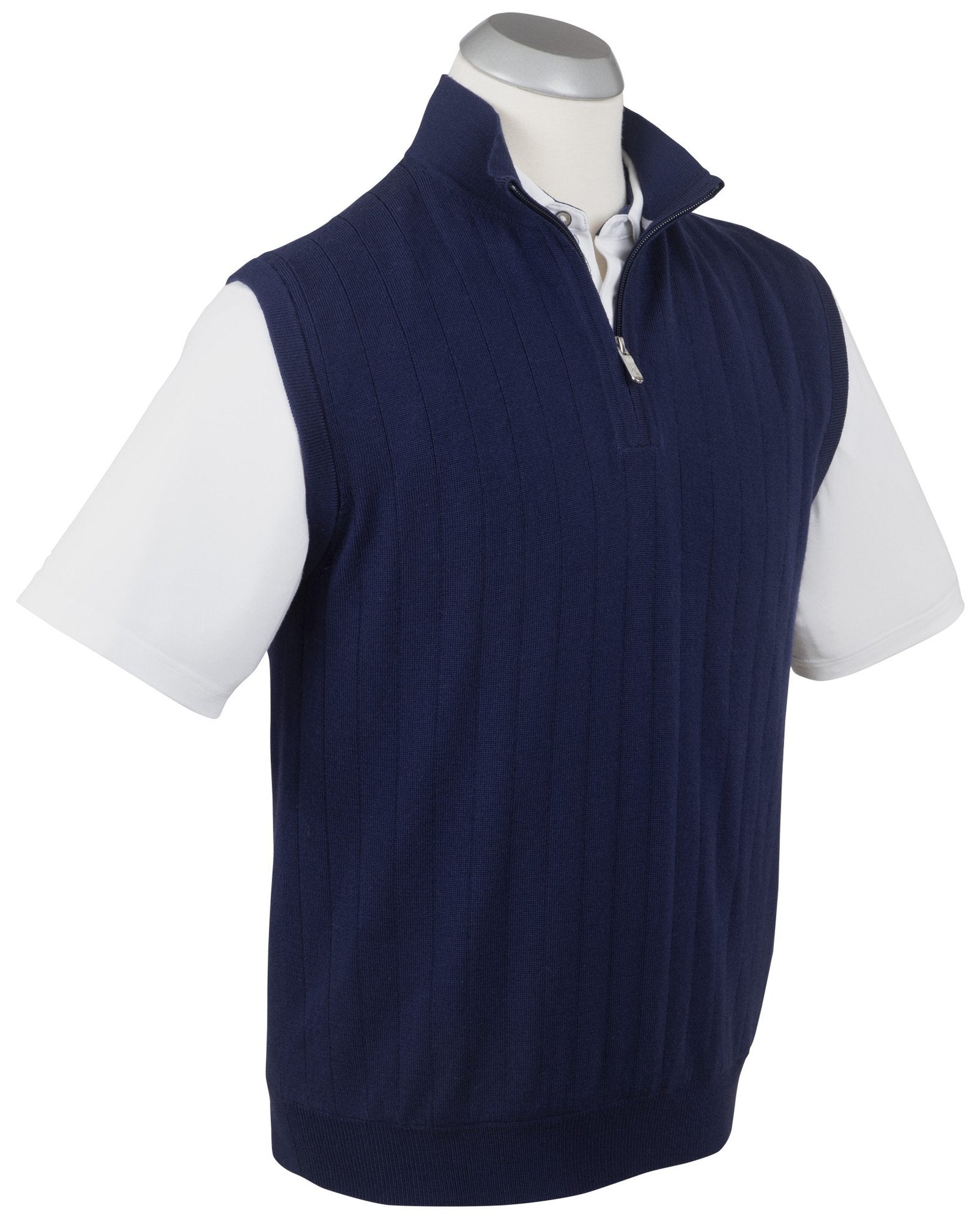 Bobby Jones Men's Merino Lined Quarter-Zip Mock Neck Wind Vest