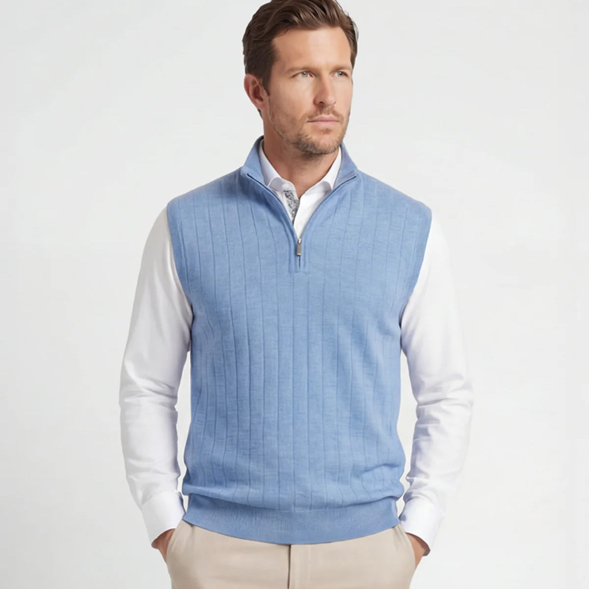 Bobby Jones Men's Merino Lined Quarter-Zip Mock Neck Wind Vest