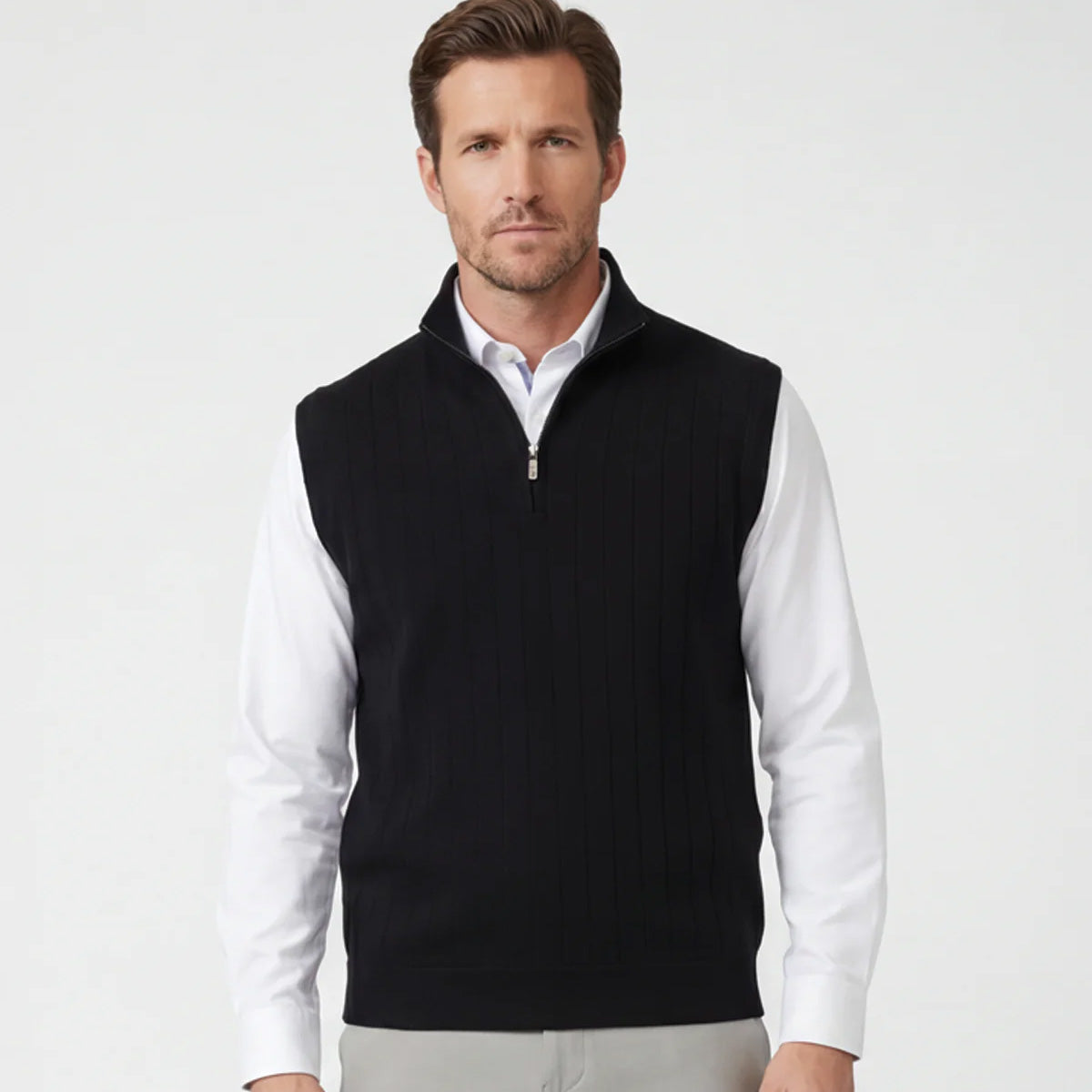 Bobby Jones Men's Merino Lined Quarter-Zip Mock Neck Wind Vest