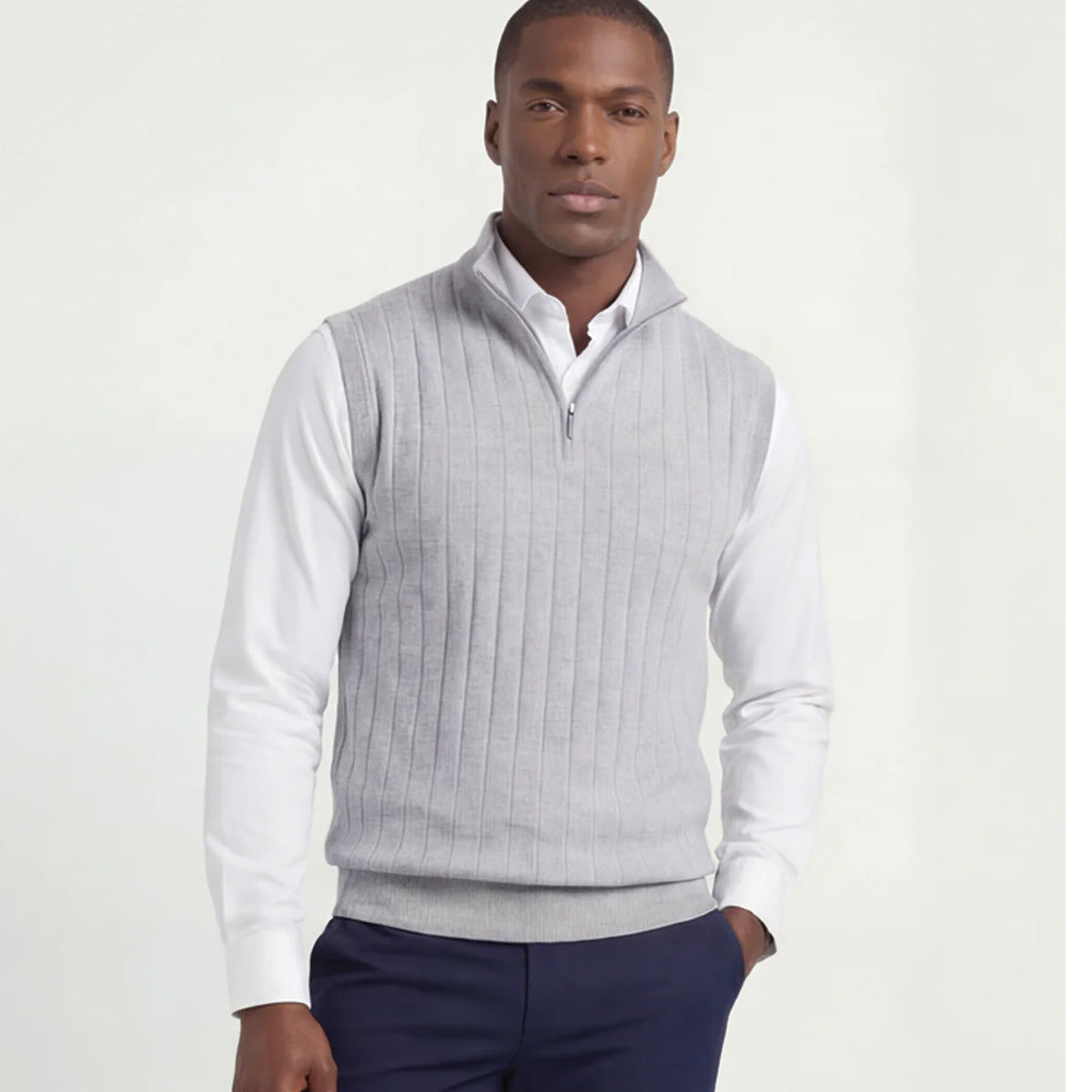 Bobby Jones Men's Merino Lined Quarter-Zip Mock Neck Wind Vest