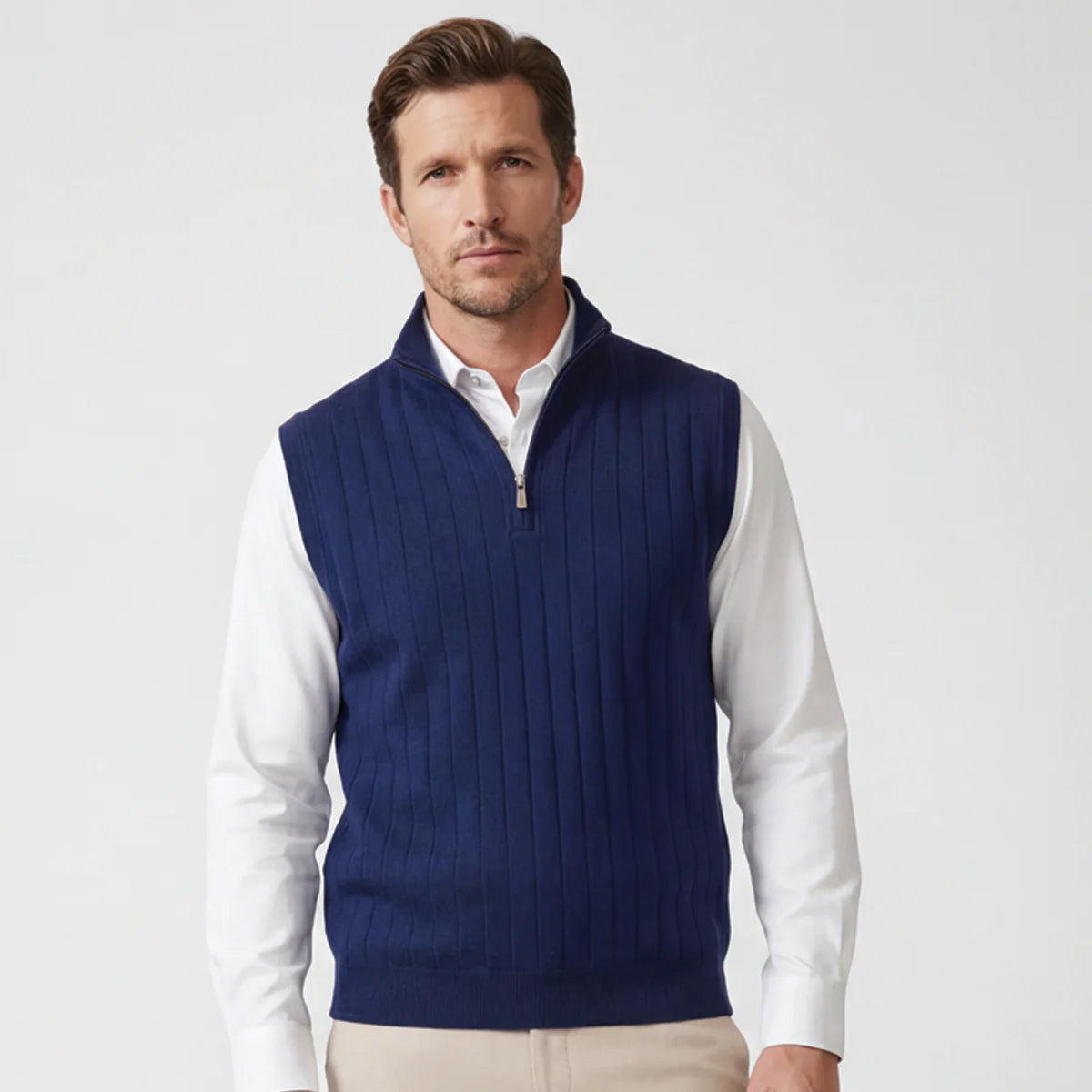 Bobby Jones Men's Merino Lined Quarter-Zip Mock Neck Wind Vest