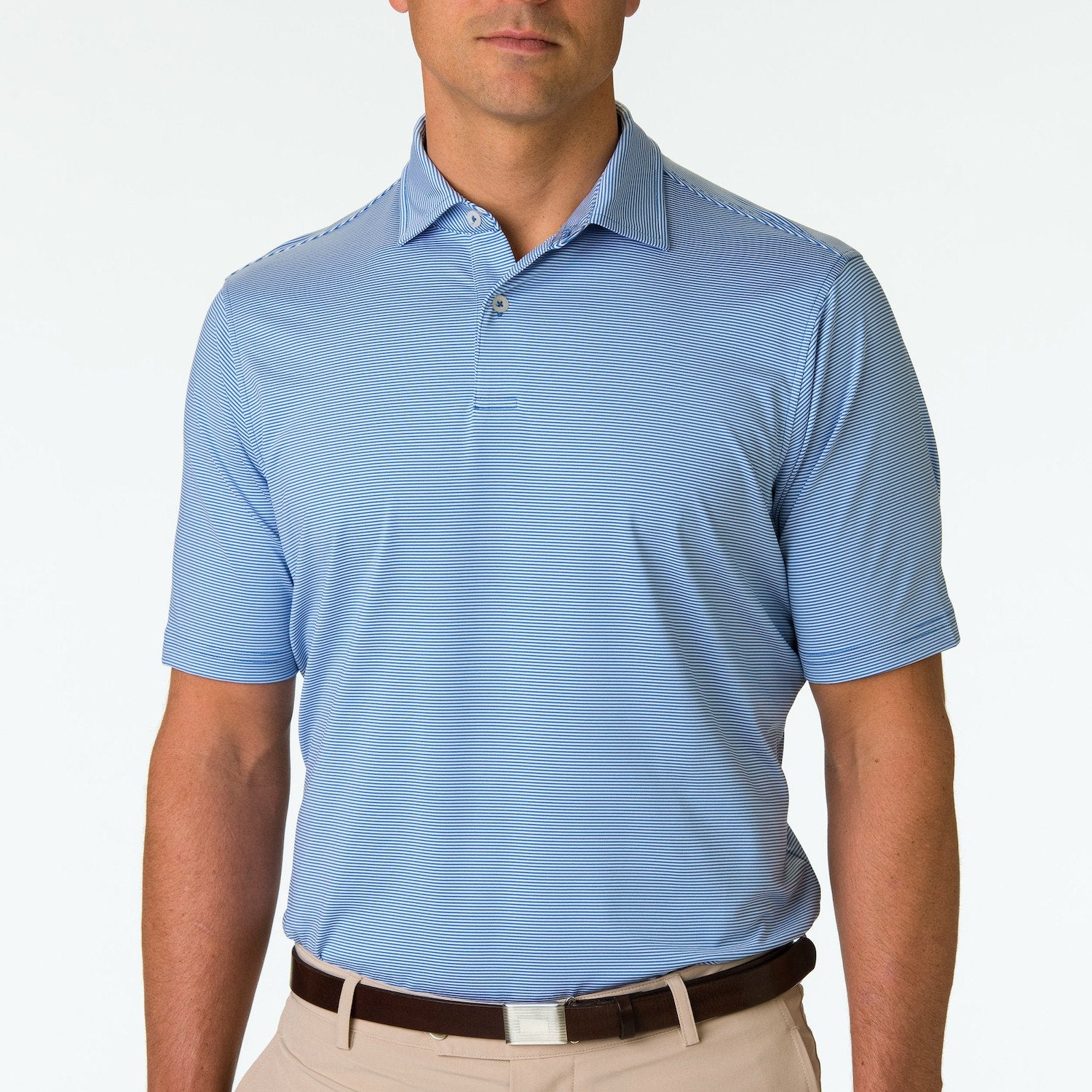 Fairway & Greene Men's Mini Stripe Tech Jersey Polo Shirt USA MADE