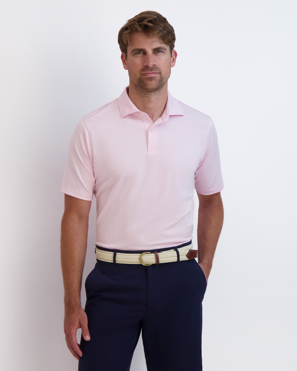 Fairway & Greene Men's Mini Stripe Tech Jersey Polo Shirt USA MADE