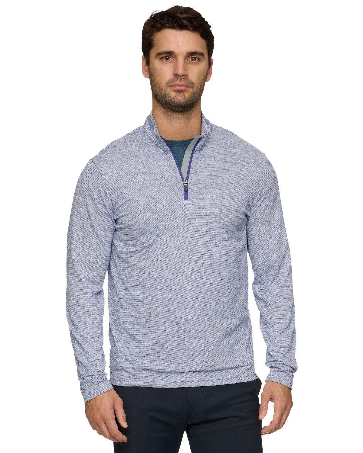 Flag & Anthem Men's Journey Johnston SpaceDye 1/4 Zip Performance Stripped Mock Neck