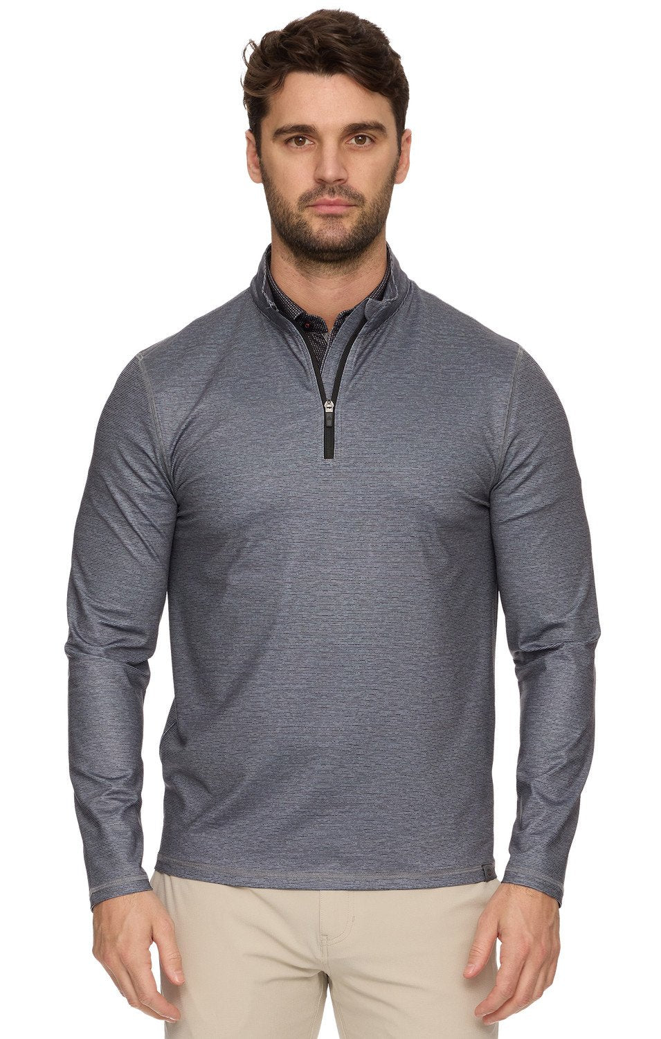 Flag & Anthem Men's Journey Johnston SpaceDye 1/4 Zip Performance Stripped Mock Neck