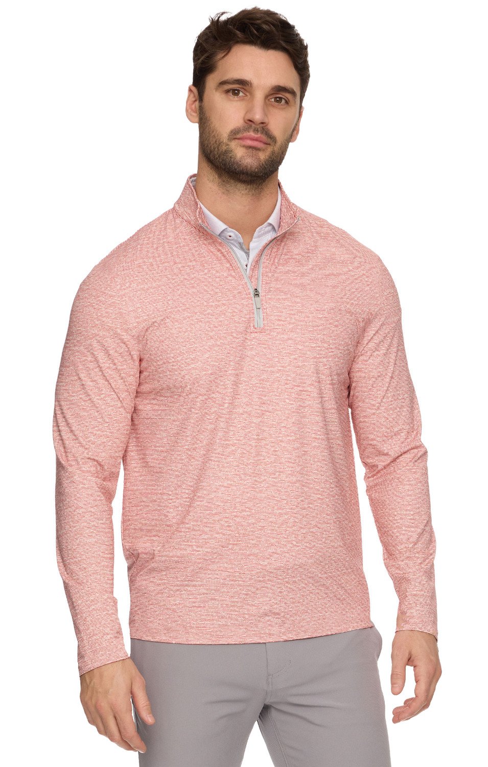 Flag & Anthem Men's Journey Johnston SpaceDye 1/4 Zip Performance Stripped Mock Neck