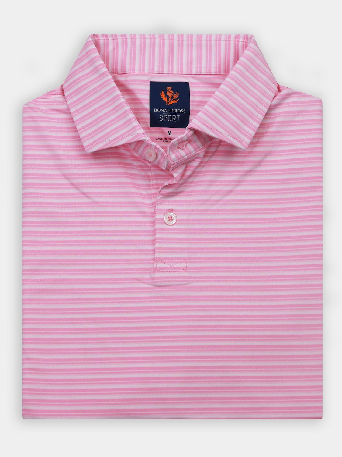 Donald Ross Dean Jersey Multi Stripe 2-Button Placket