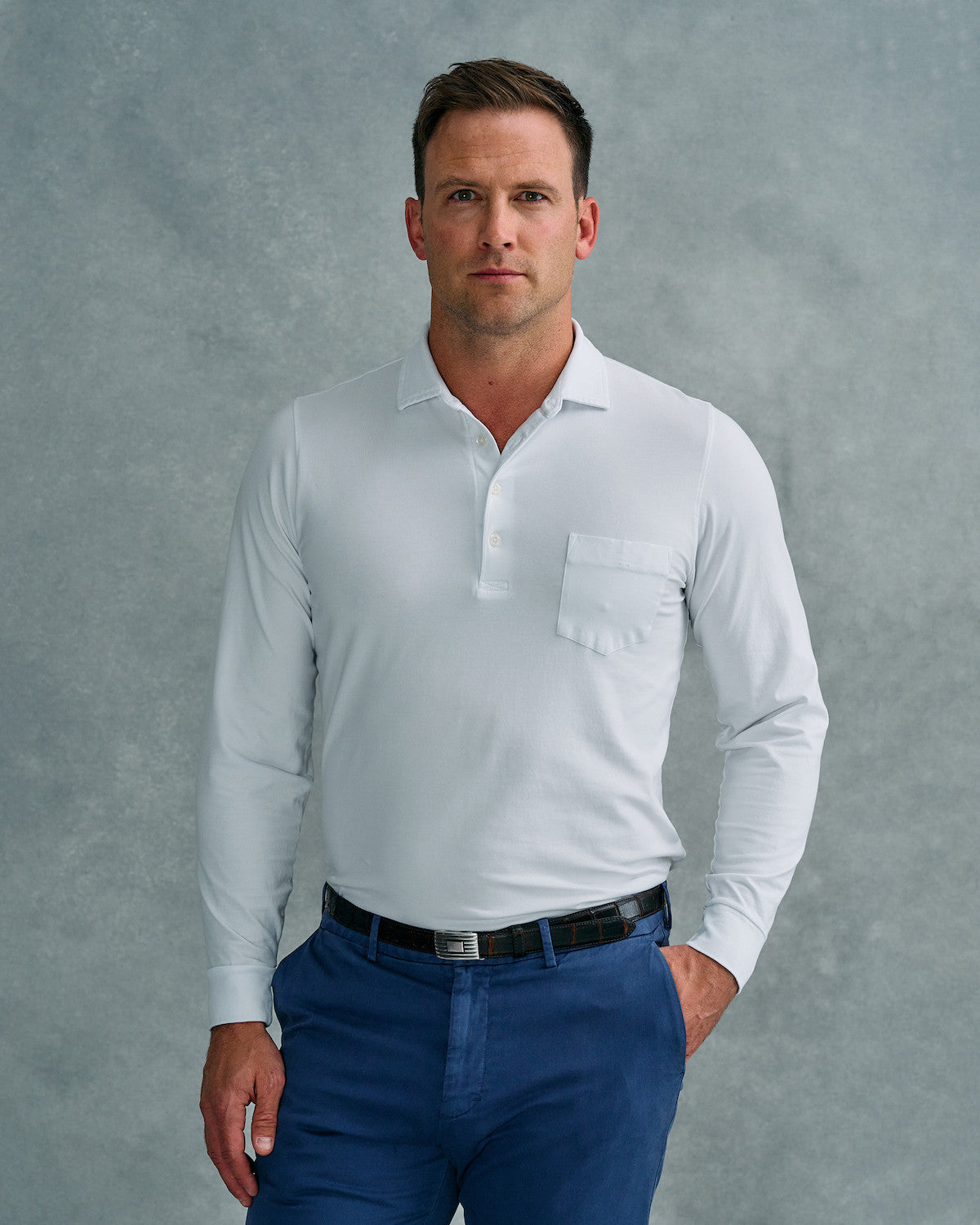 B. Draddy Men's Jack Long Sleeve Polo