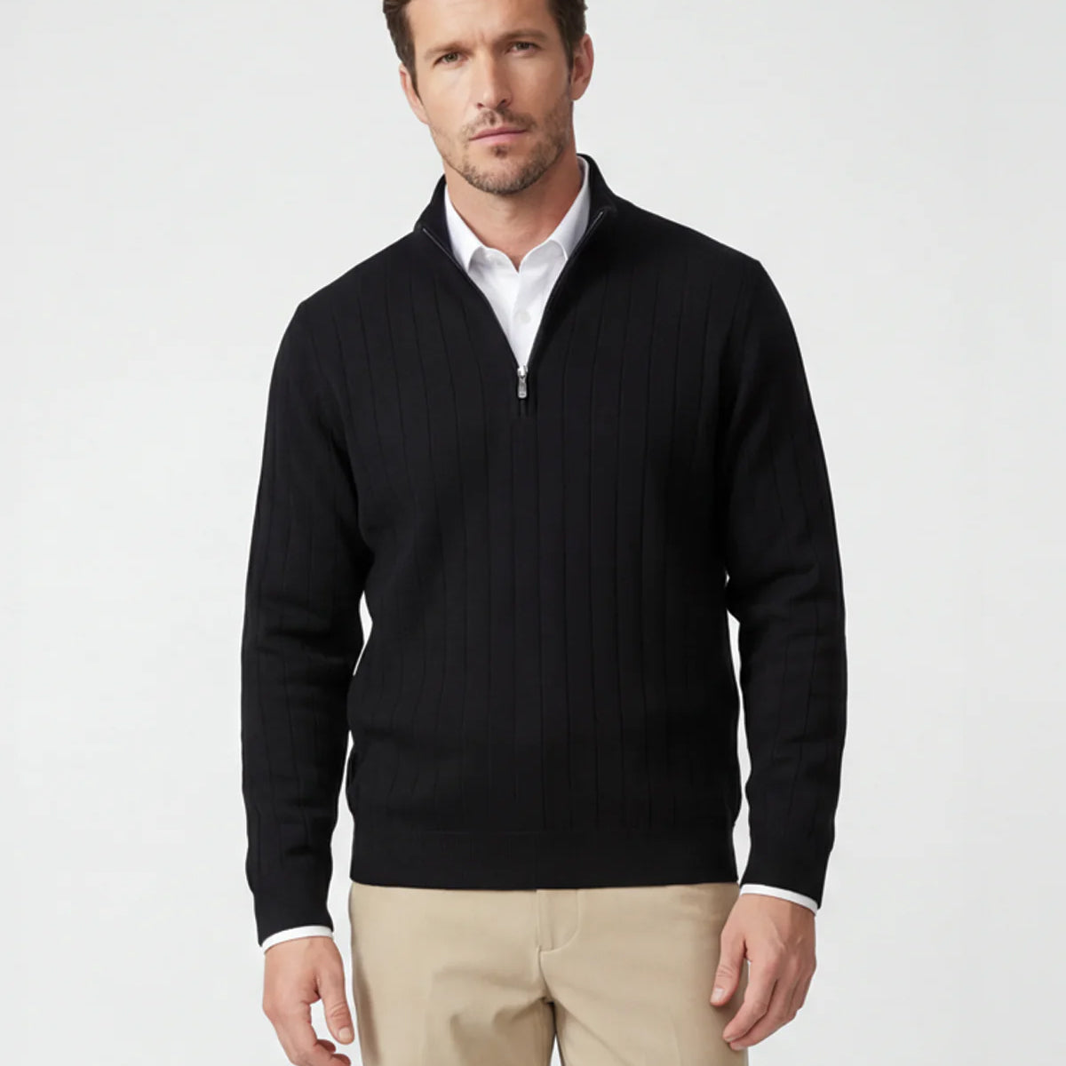 Bobby Jones Men's Merino Lined 1/4-Zip Mock Neck Sweater