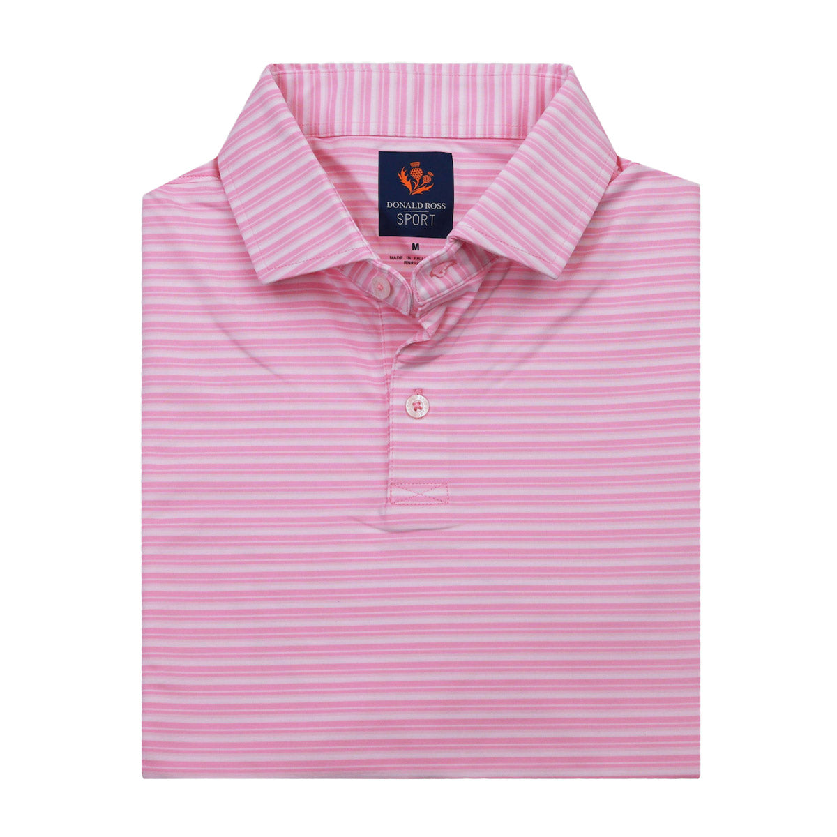 Donald Ross Dean Jersey Multi Stripe 2-Button Placket