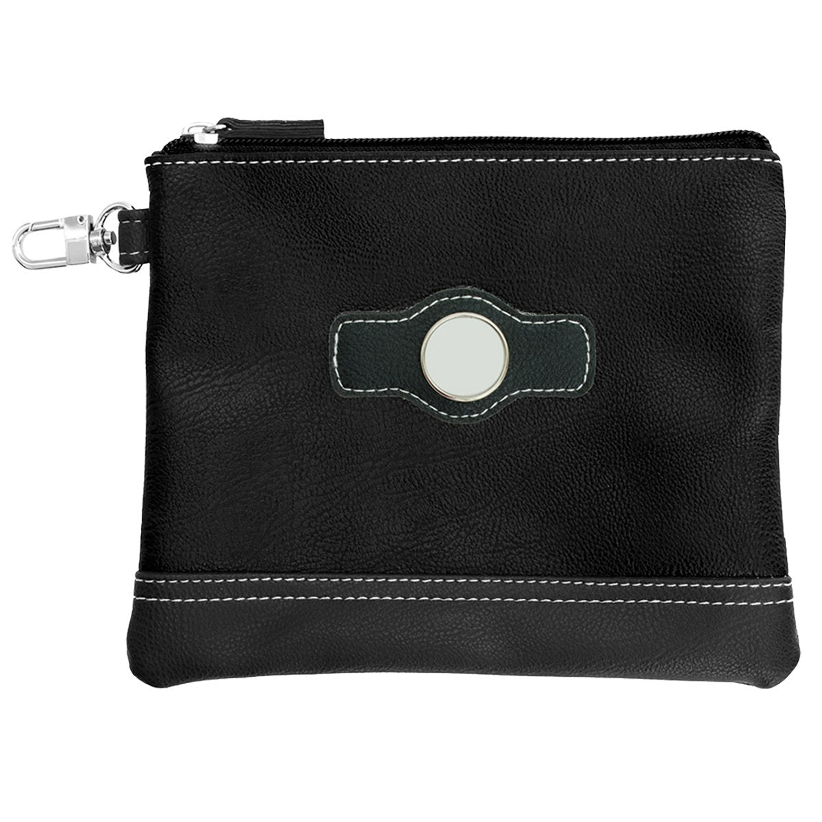 Synthetic Leather Top Zippered Valuables Pouch