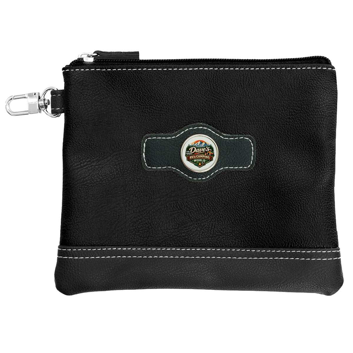 Synthetic Leather Top Zippered Valuables Pouch
