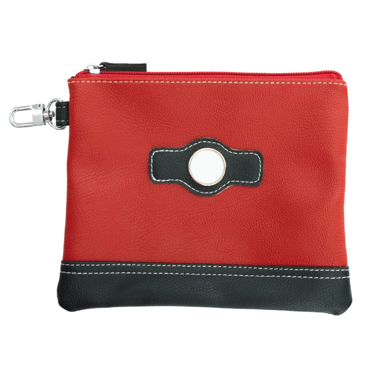 Synthetic Leather Top Zippered Valuables Pouch
