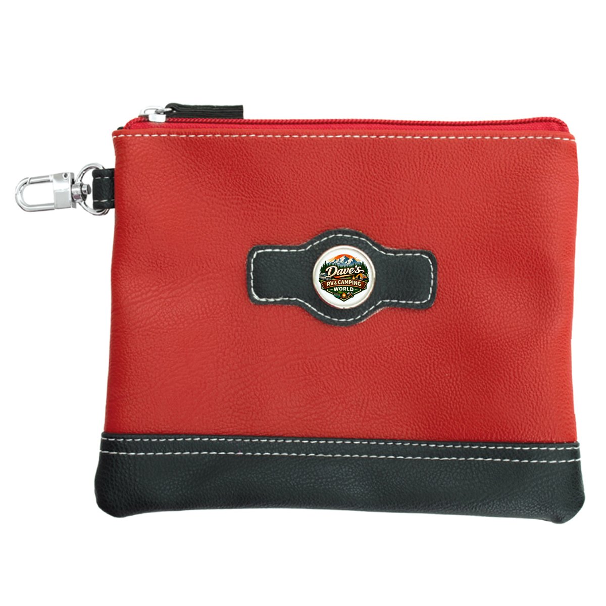 Synthetic Leather Top Zippered Valuables Pouch