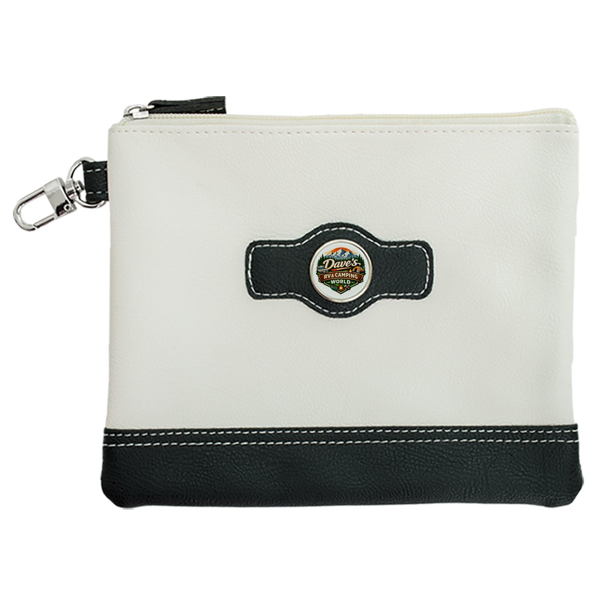 Synthetic Leather Top Zippered Valuables Pouch