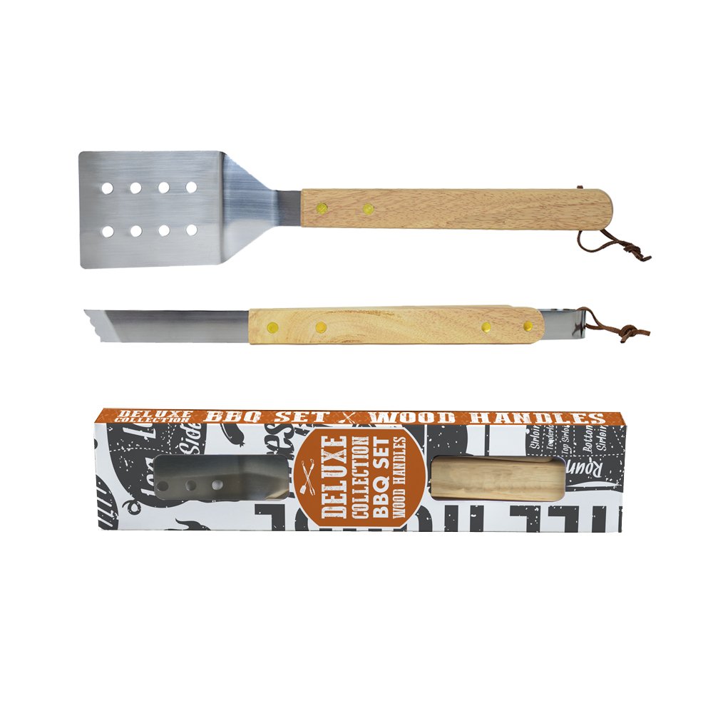 Deluxe Collection Wood Handle BBQ - 2 Pc Set