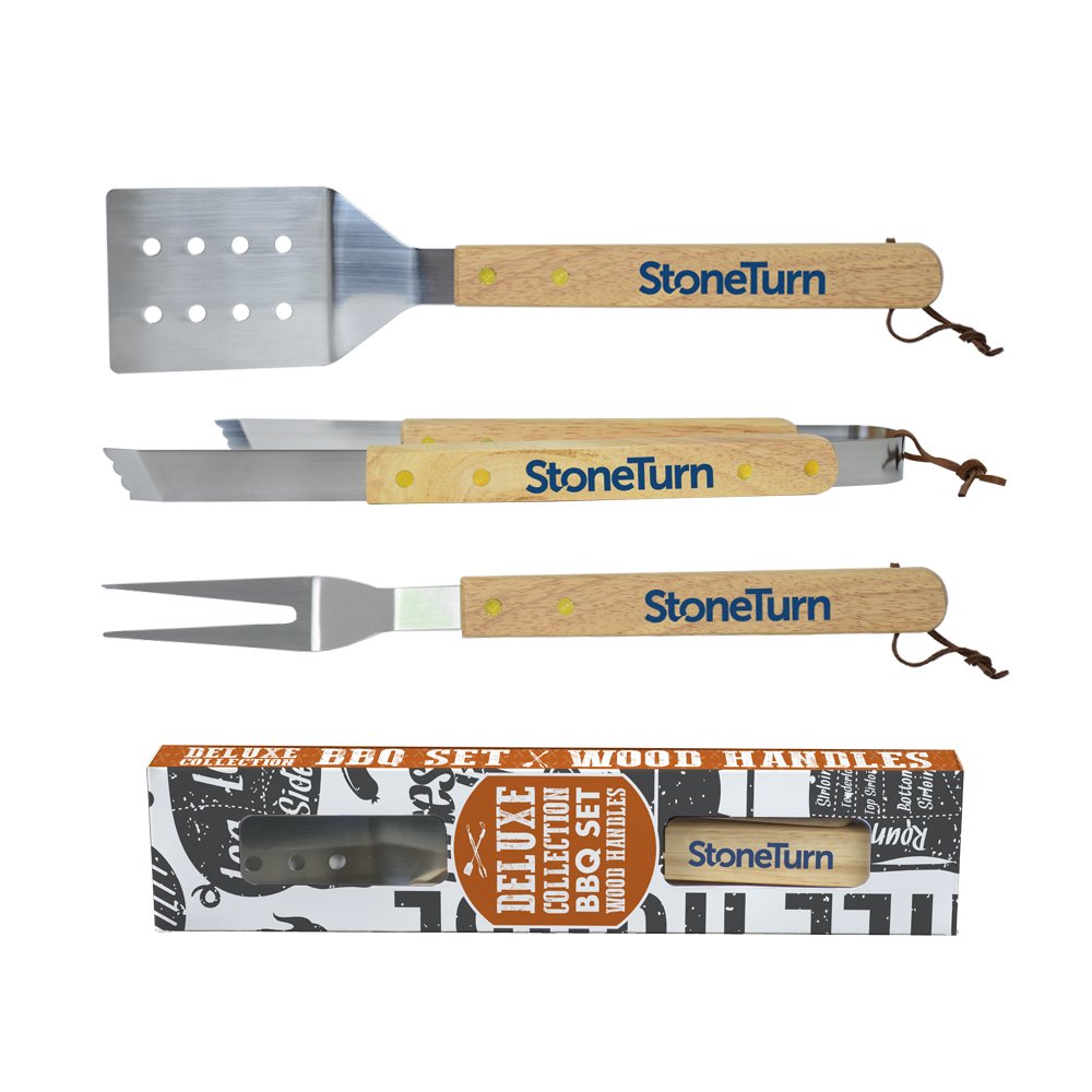 Deluxe Collection Wood Handle BBQ - 3 Pc Set