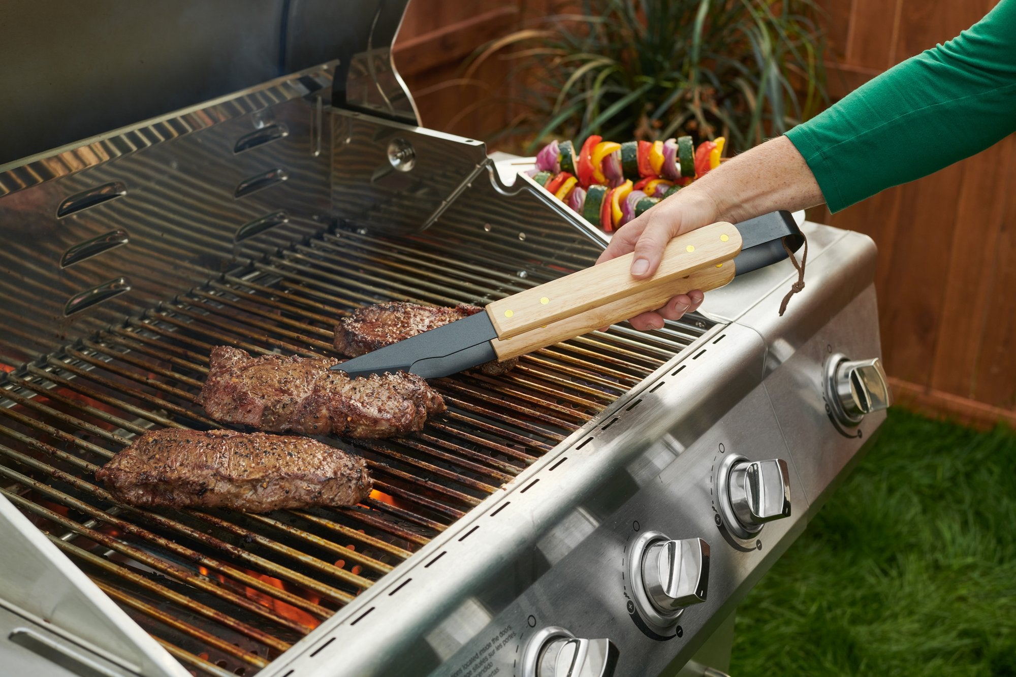 Premium Wood Handle BBQ 3 Pc Set