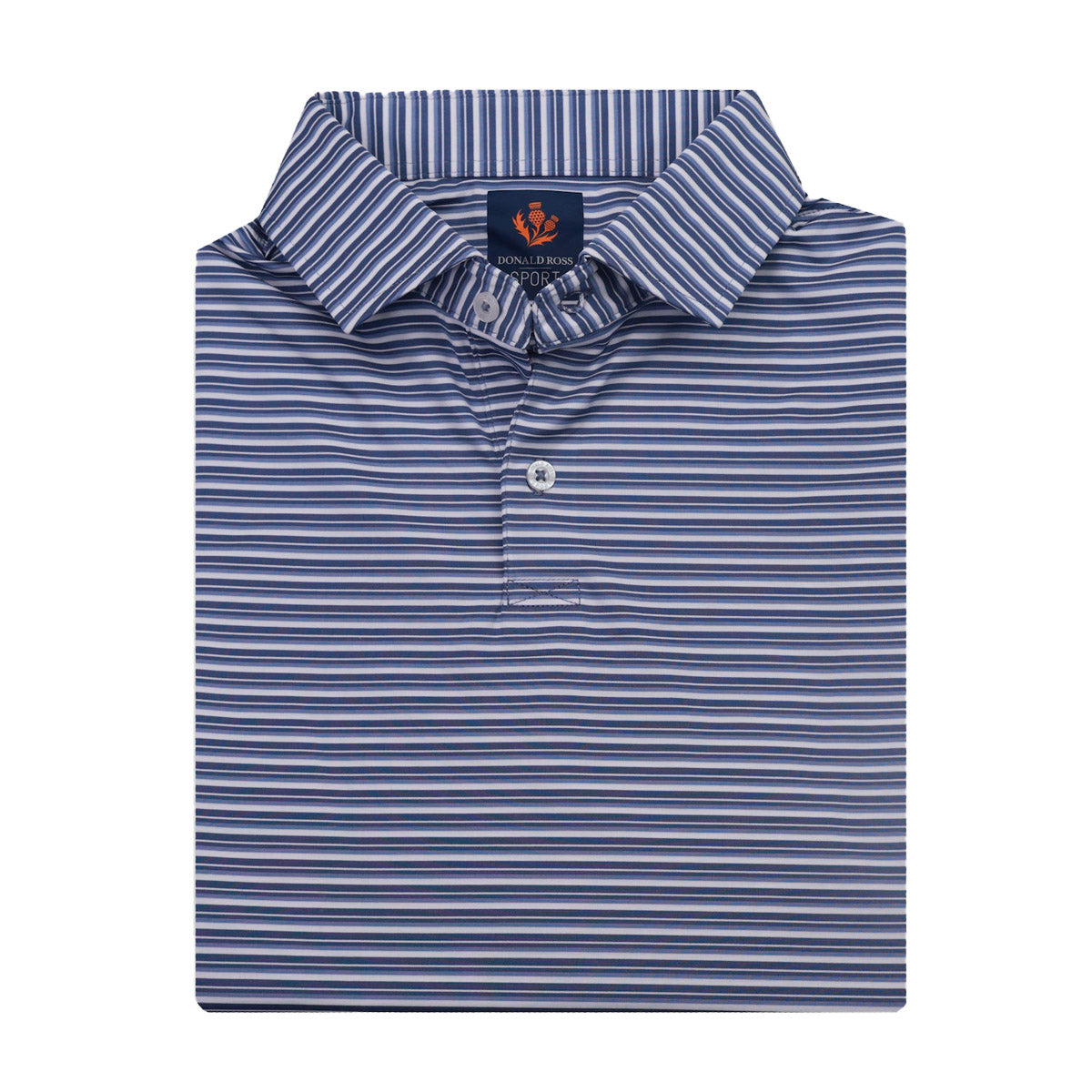 Donald Ross Dean Jersey Multi Stripe 2-Button Placket