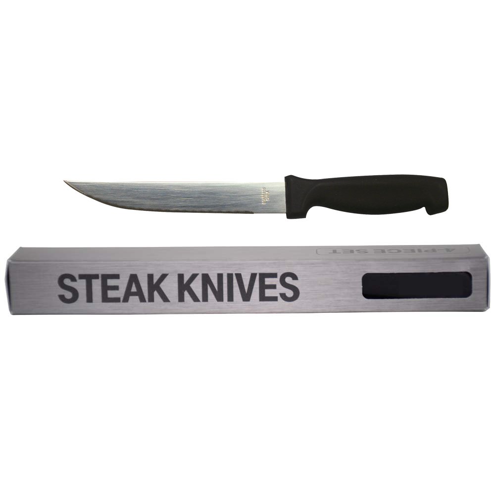 Black Handle Steak Knife - 4 Pack Set