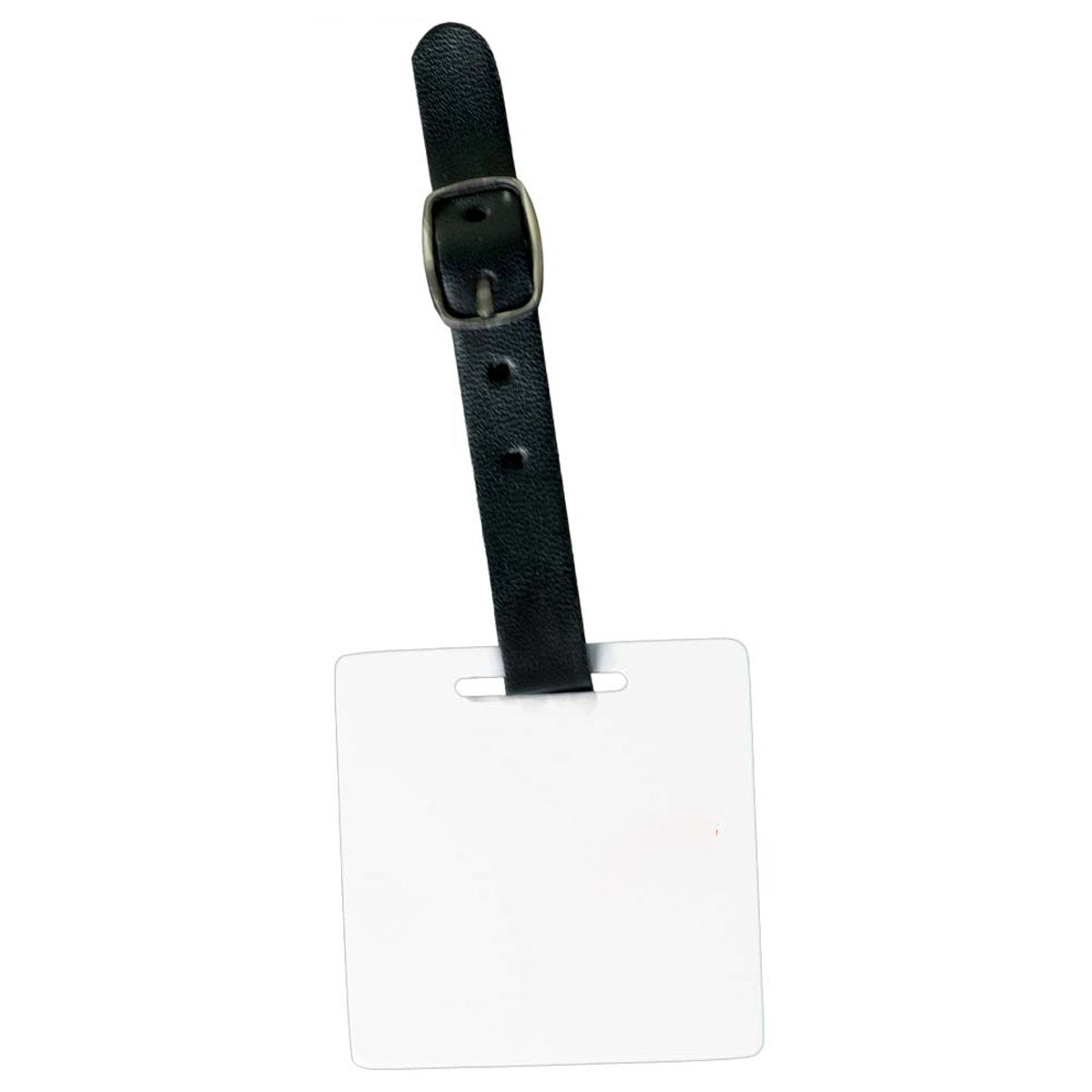 Square Metal Bag Tag-White With Strap
