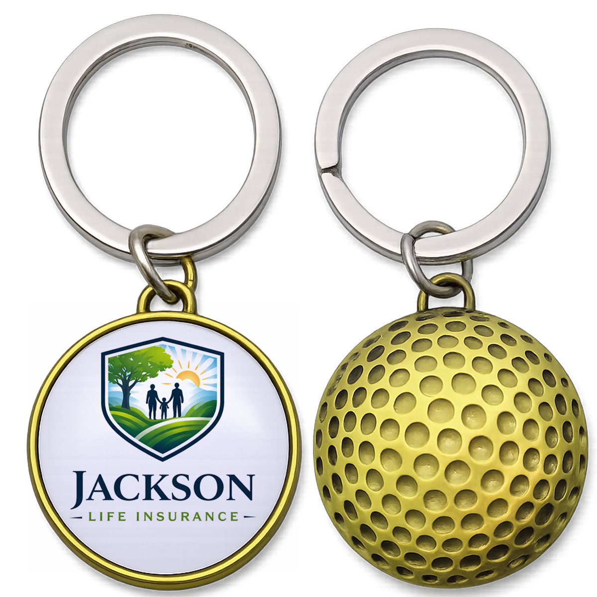 Metal Golf Ball Keychain
