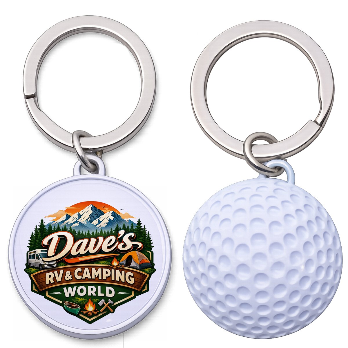 Metal Golf Ball Keychain