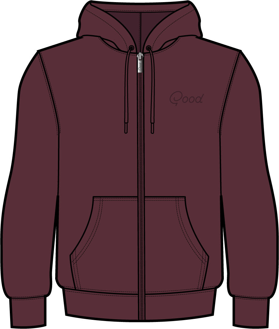 Good Good Men's Maroon Full Zip Fleece Hoodie (PREBOOK 10/01)