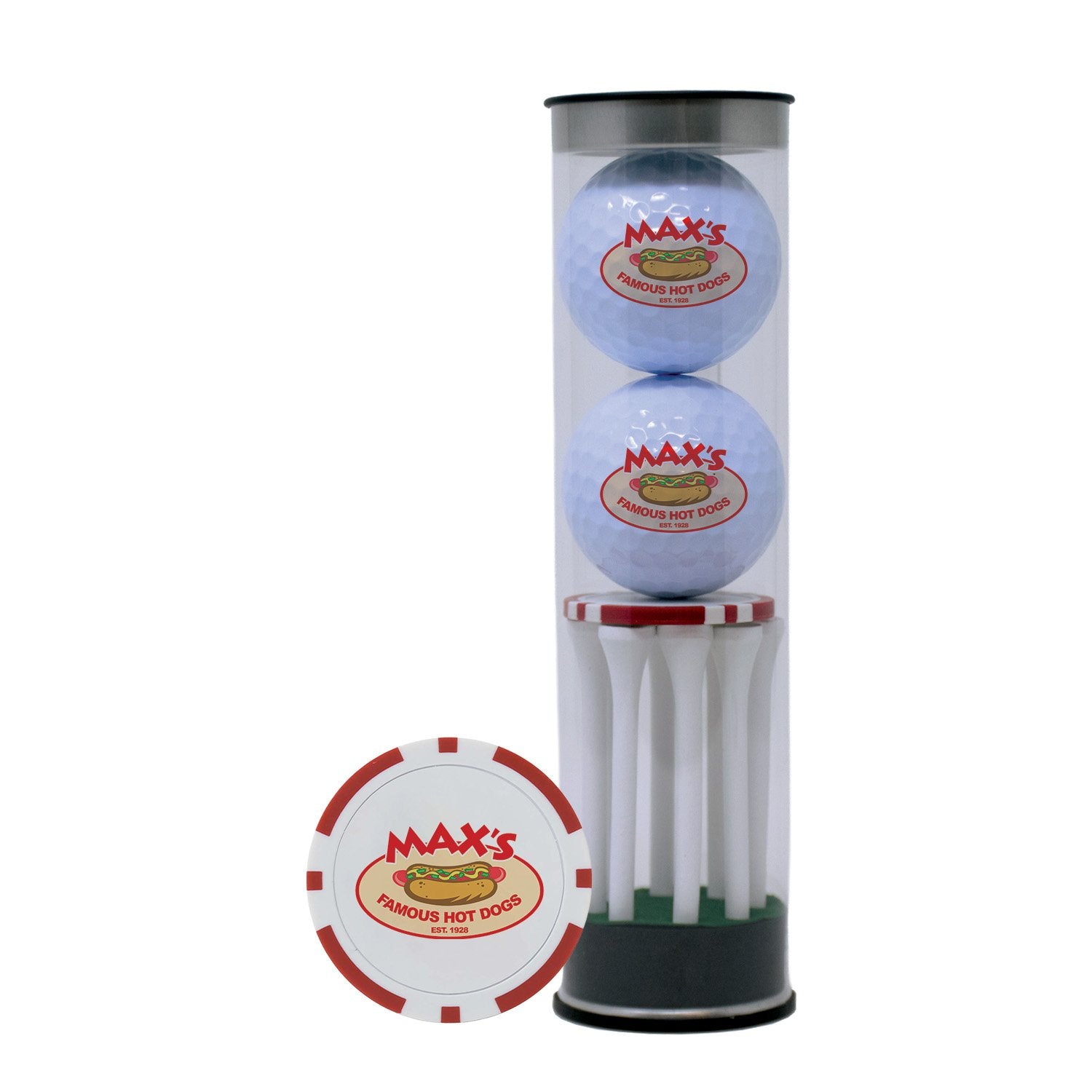 2-Ball Tube with Tees and Poker Chip