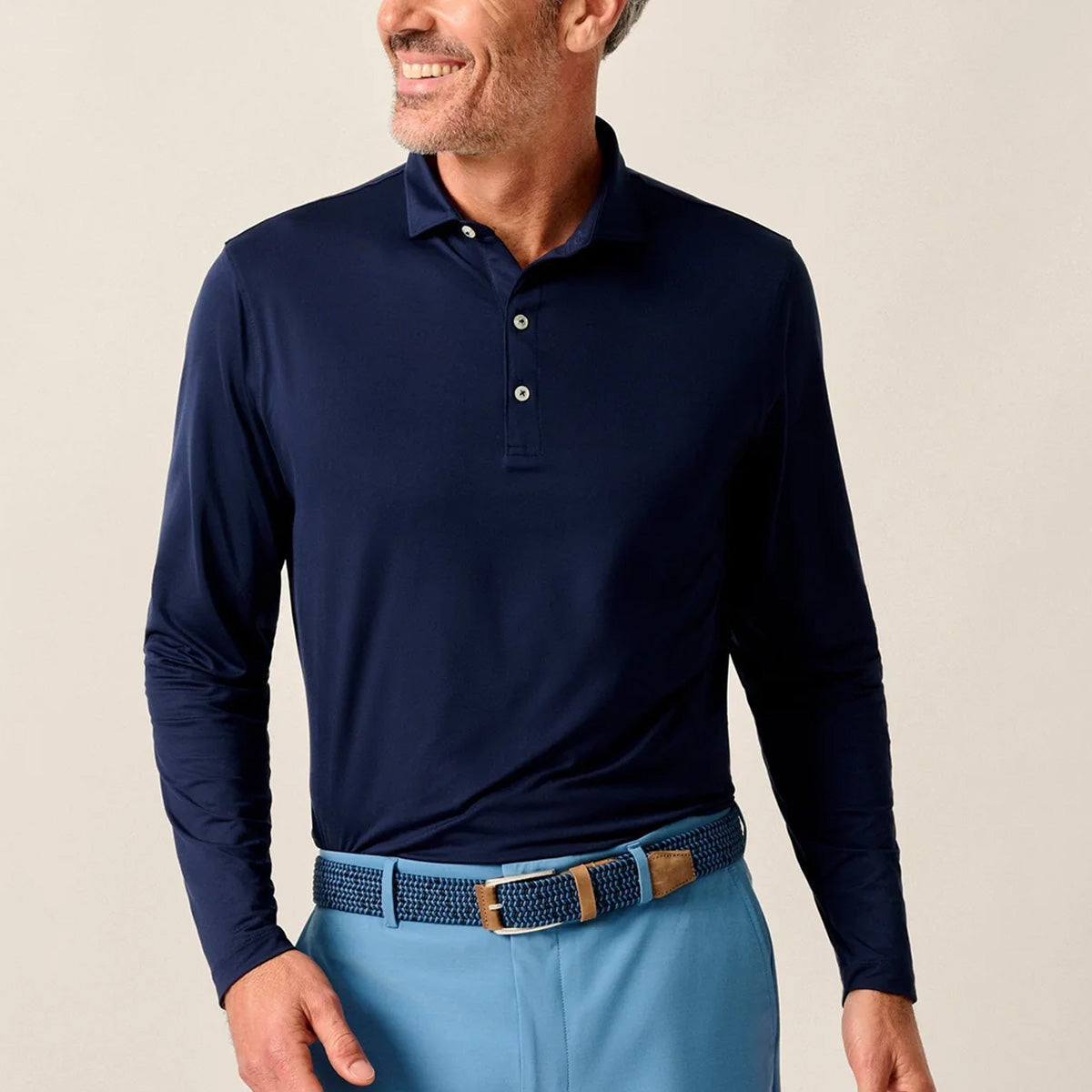 Johnnie-O Men's Prep-Formance Swing Heather Long Sleeve Jersey Polo