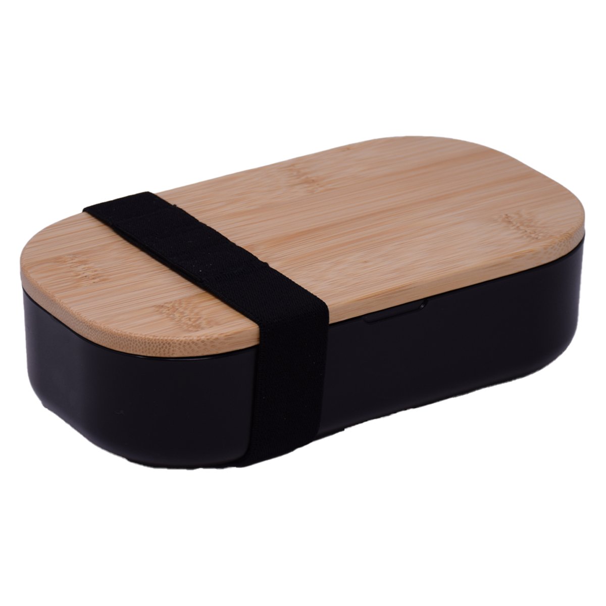 Bento Box With Bamboo Wood Lid - Black