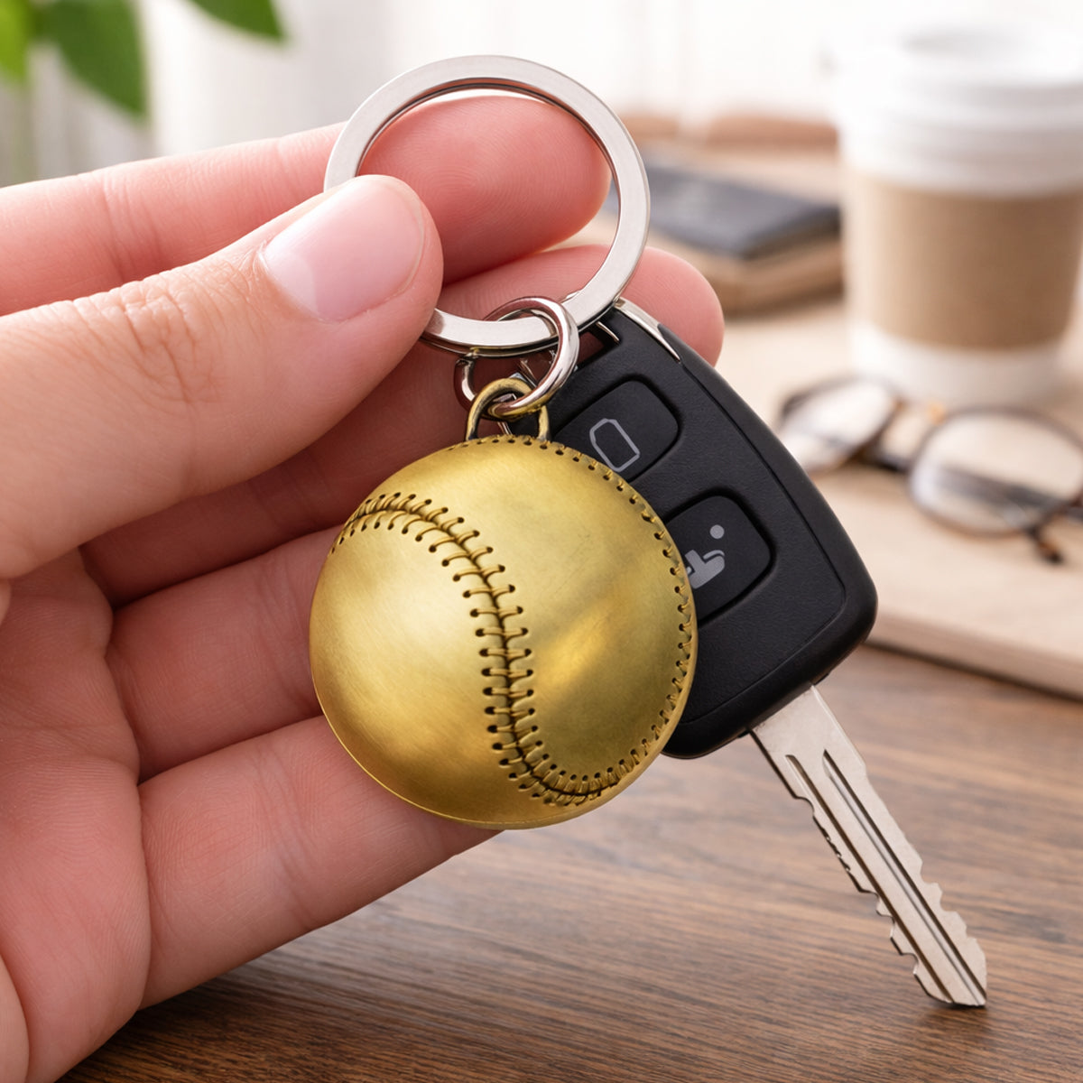 Metal Baseball Keychain