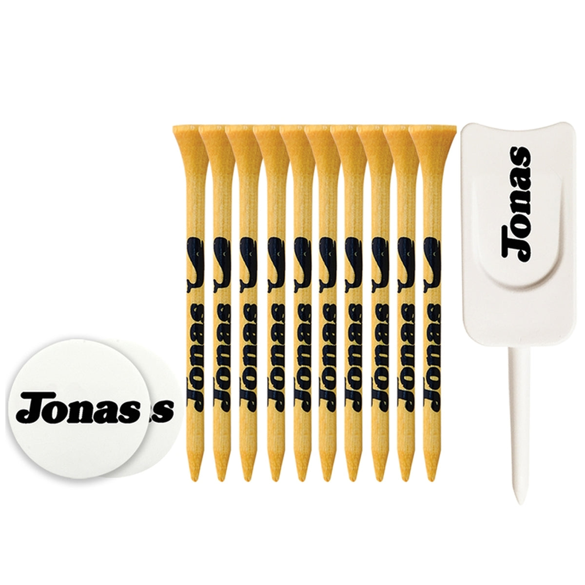 10 Pack of 3-1/4'' Bamboo Tees with Ball Marker and Divot Tool