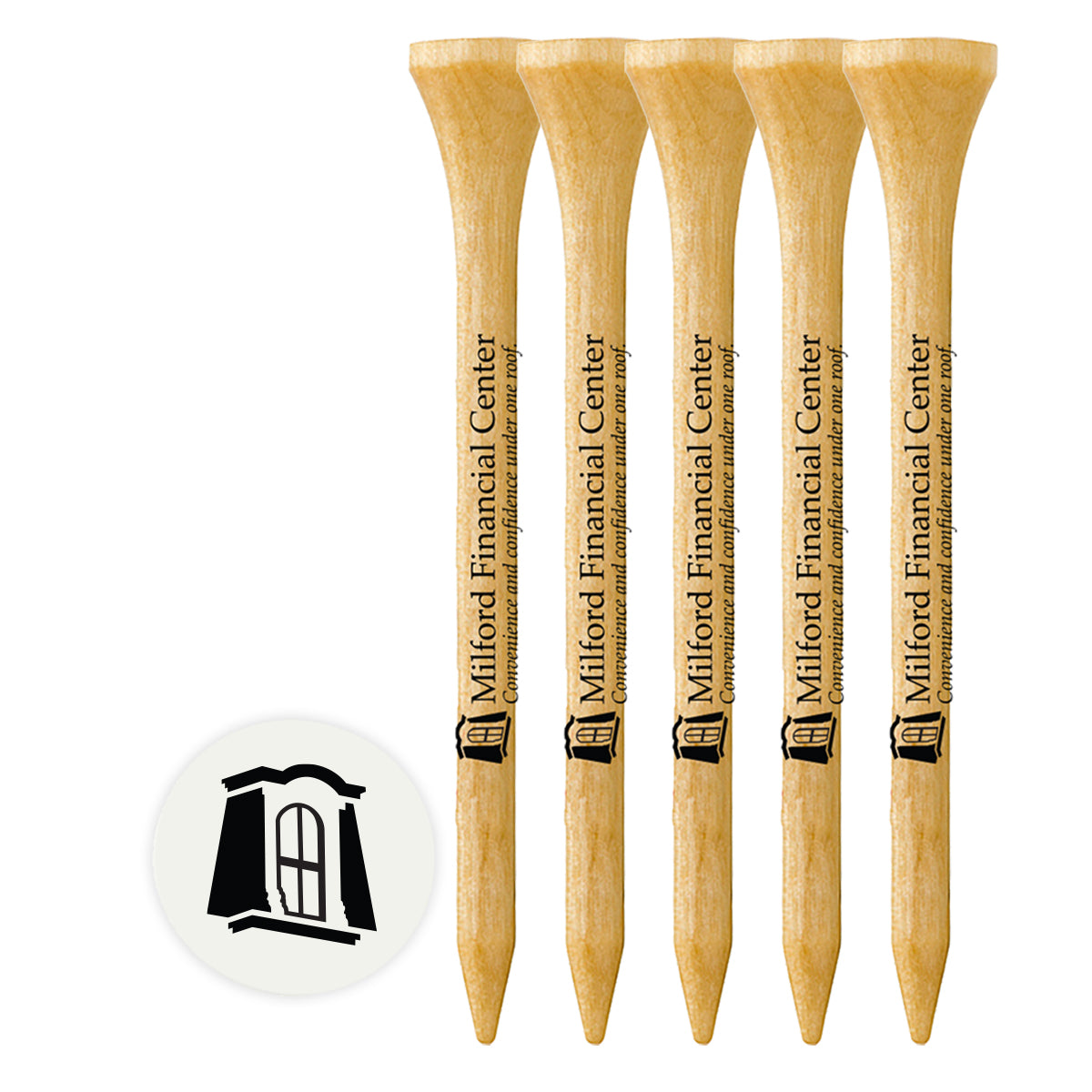 5 Pack of 3-1/4'' Bamboo Tees with  Ball Marker