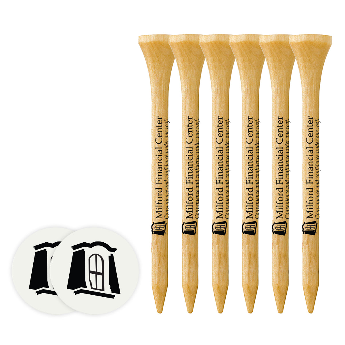 6 Pack of 2-3/4'' Bamboo Tees with Ball Markers