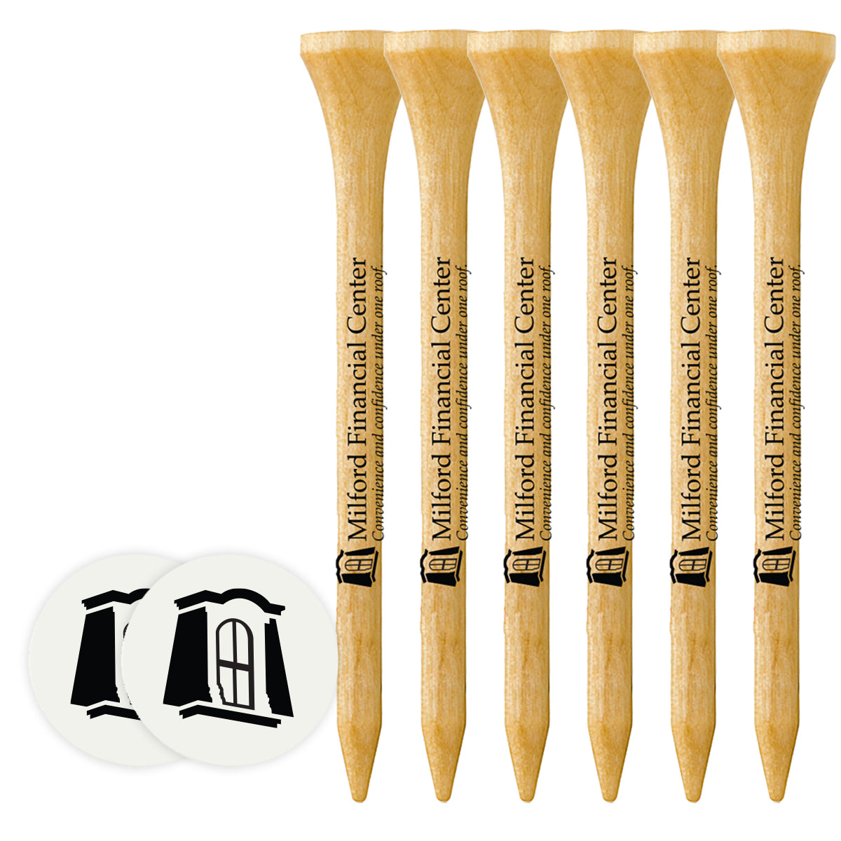 6 Pack of 3-1/4'' Bamboo Tees with Ball Markers