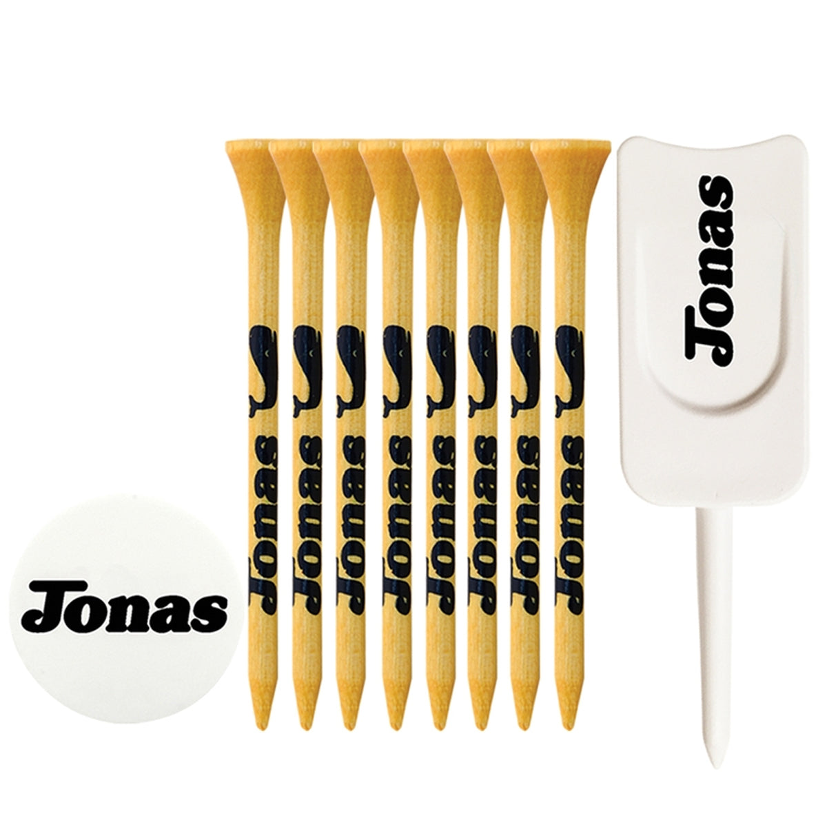 8 Pack of 2-3/4'' Bamboo Tees with Ball Marker and Divot Tool