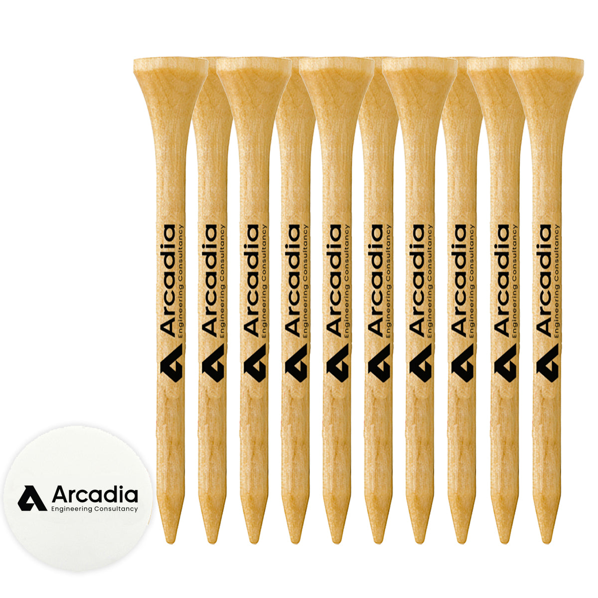 10 Pack of 2-3/4'' Wood Tees and Ball Marker