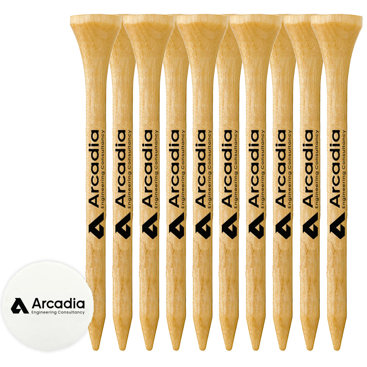 10 Pack of 3-1/4'' Wood Tees and Ball Marker
