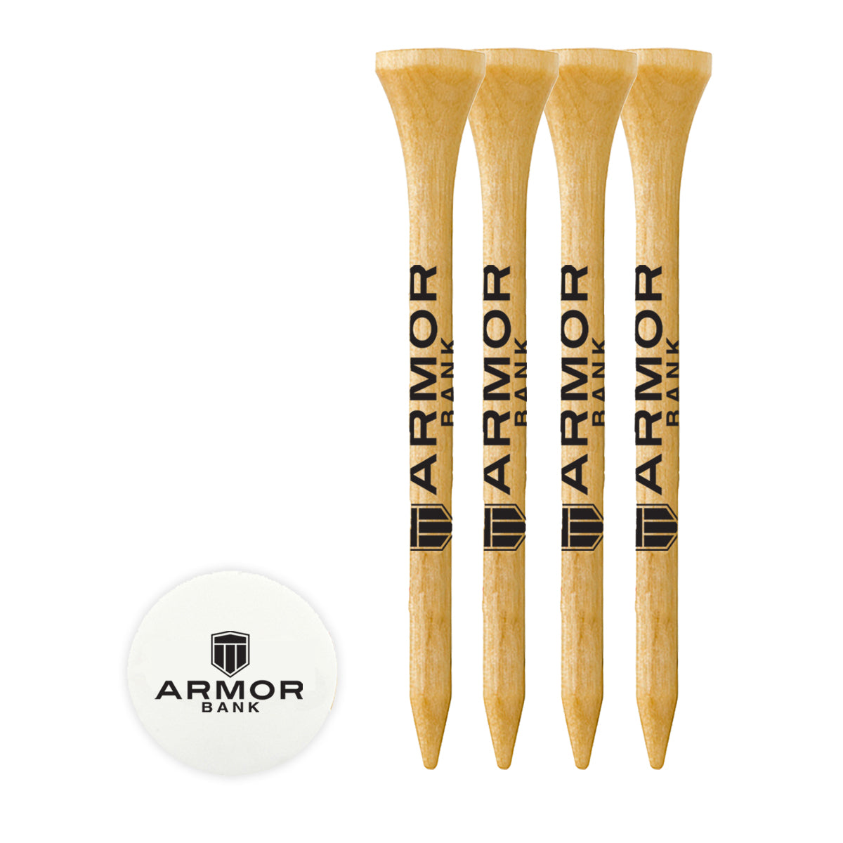 4 Pack of 2-3/4'' Wood Tees and Ball Marker