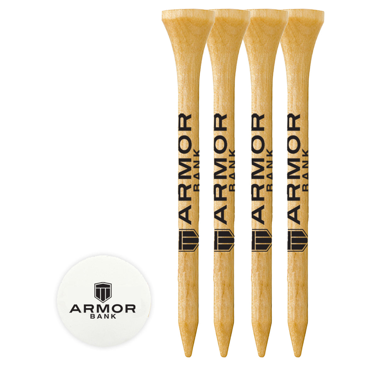 4 Pack of 3-1/4'' Wood Tees and Ball Marker