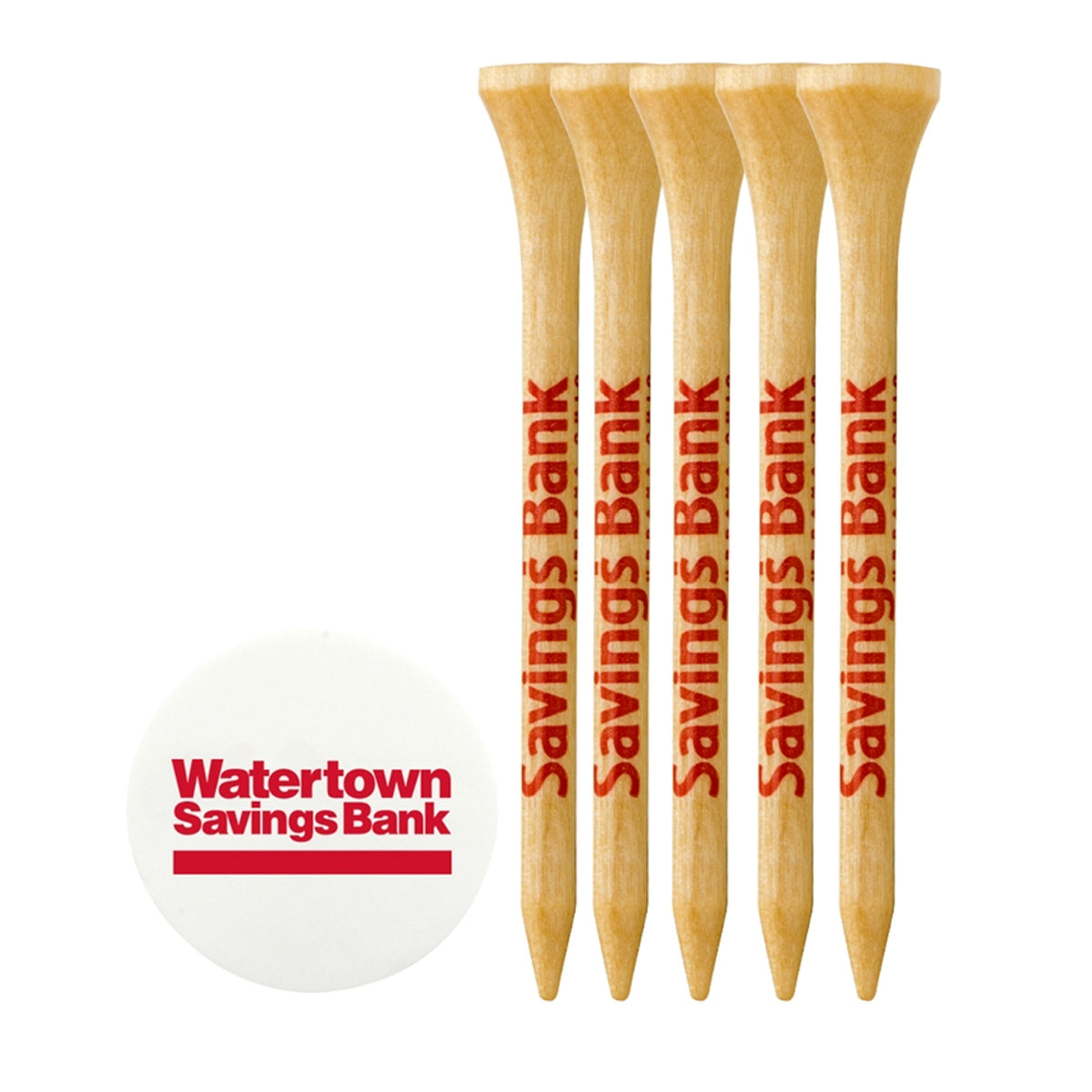 5 Pack Of 2 3/4'' Wood Tees With 1 Ball Marker