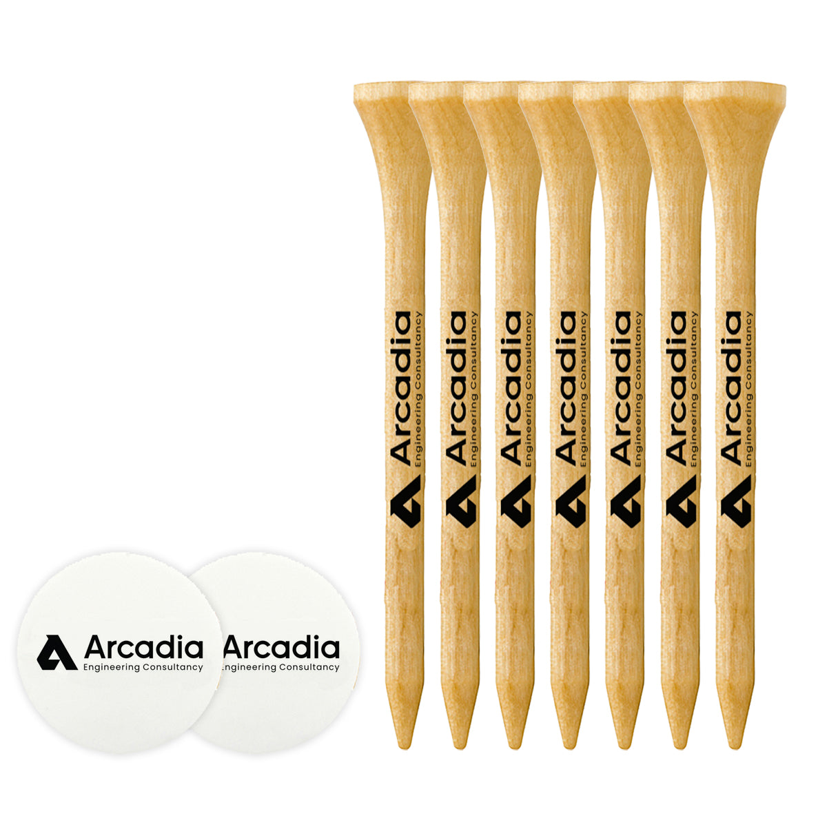 6 Pack of 2-3/4'' Wood Tees with Ball Markers