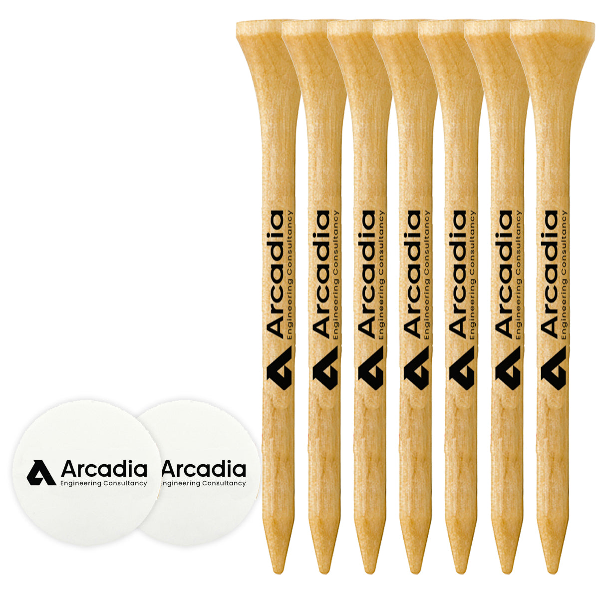 6 Pack of 3-1/4'' Wood Tees with Ball Markers