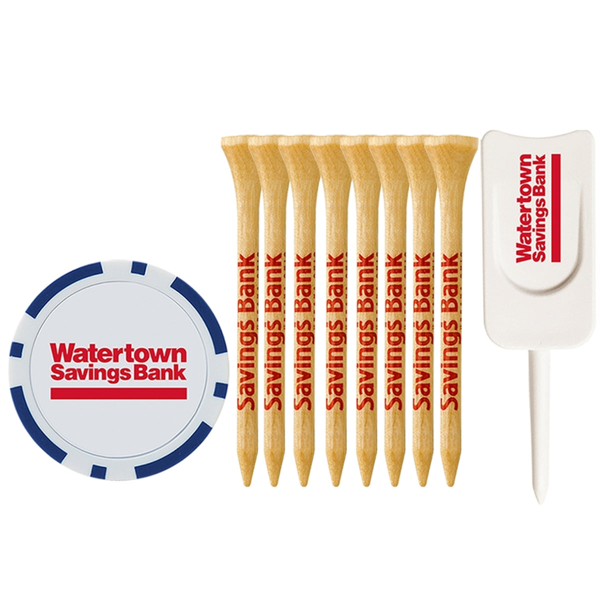 8 Pack of 2-3/4'' Wood Tees with Poker Chip and Divot Tool