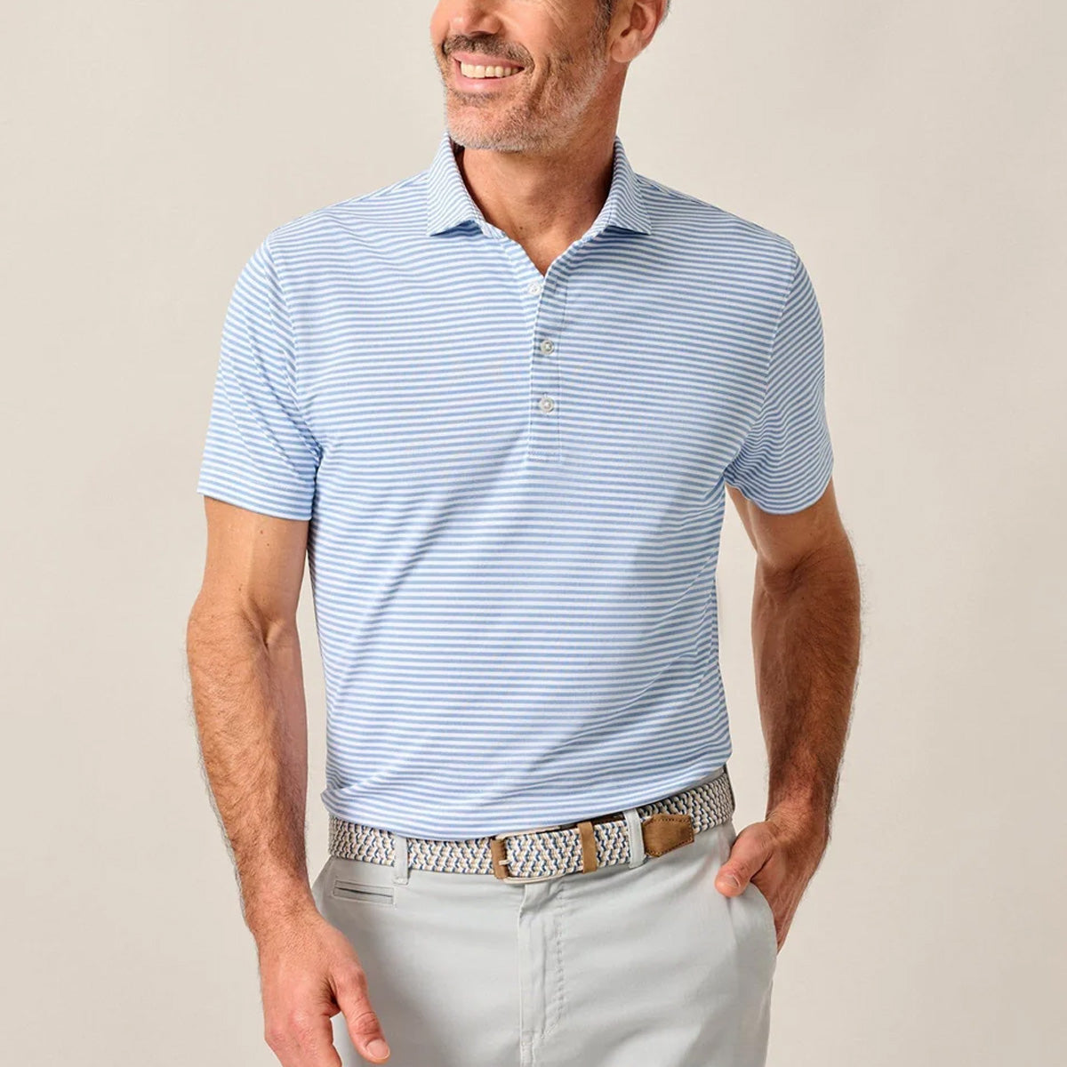 Johnnie-O Men's Performance Mesh Polo - Stetson Stripe