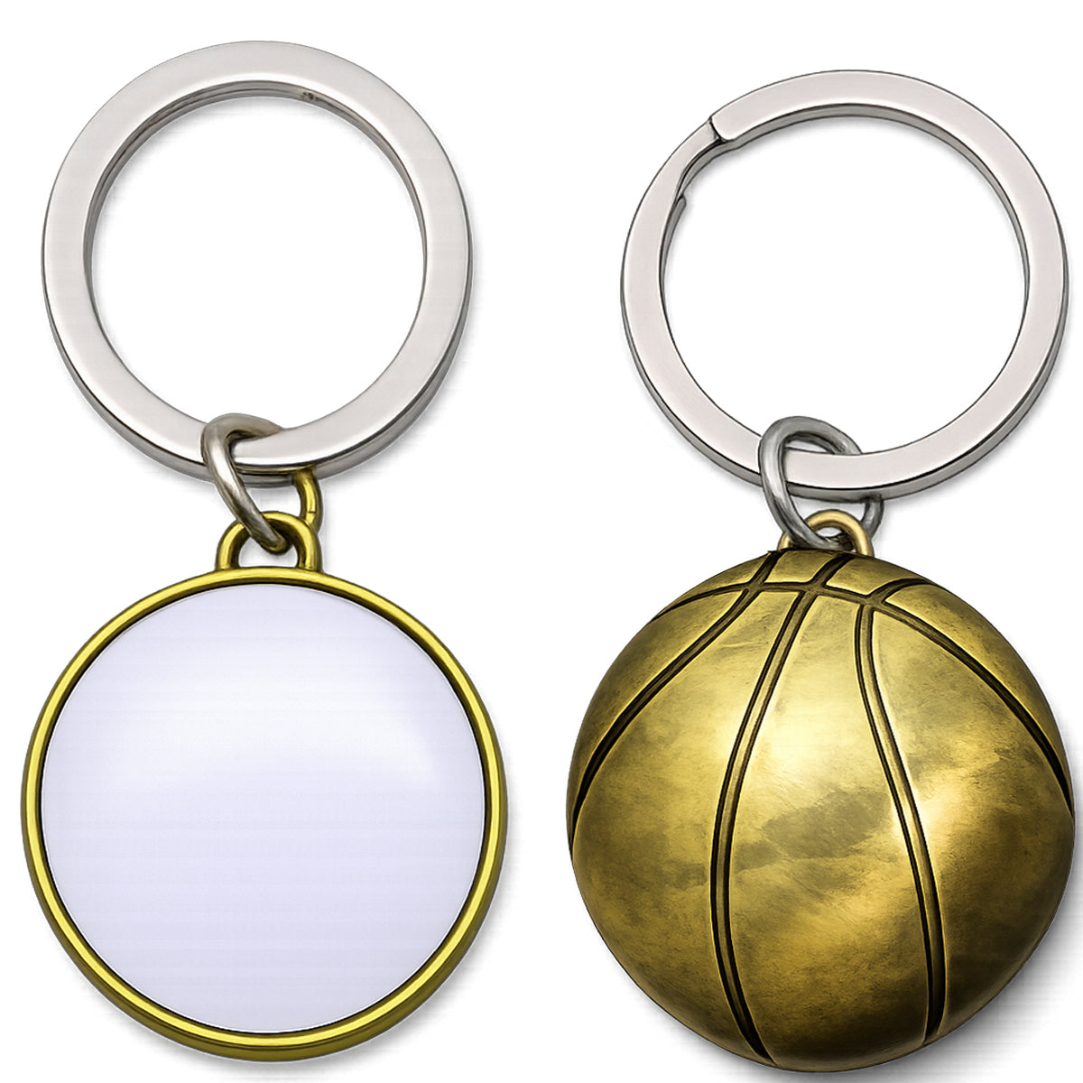 Metal Basketball Keychain
