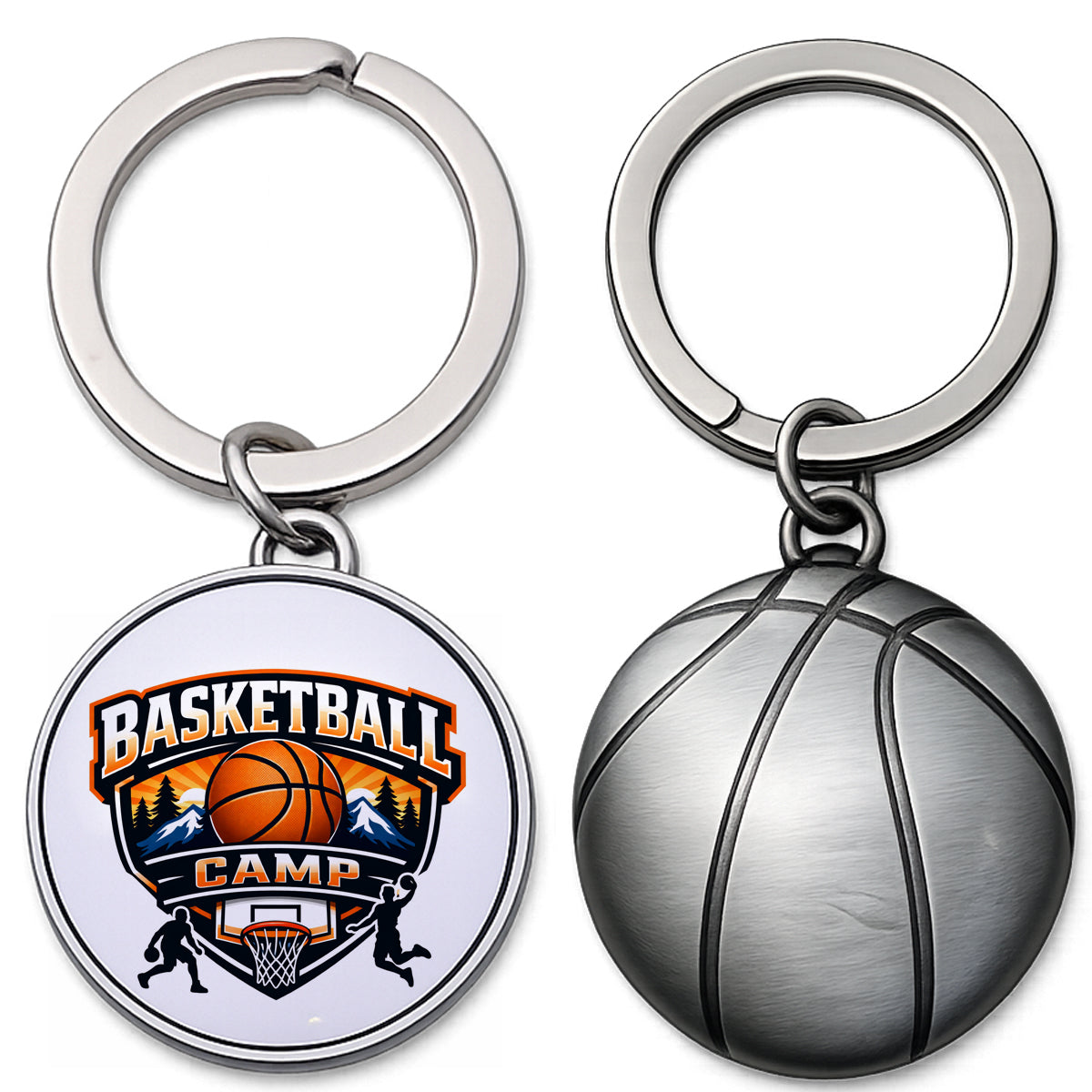 Metal Basketball Keychain