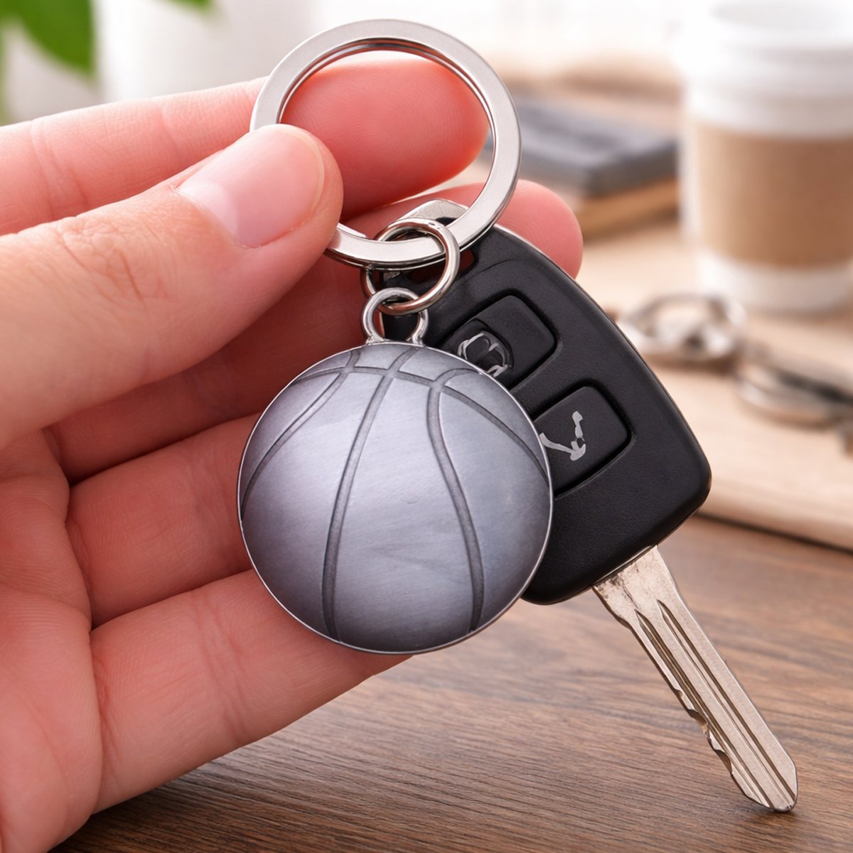 Metal Basketball Keychain